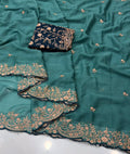 Moonlit Elegance Premium Star Georgette Saree With Multi Embroidery Designer Border - SEA GREEN