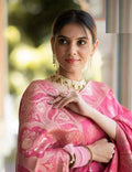Soft Banarasi Silk Saree With Bewitching Blouse Piece PINK