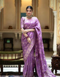 Soft Banarasi Silk Saree With Bewitching Blouse Piece PURPLE