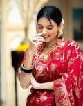 Soft Banarasi Silk Saree With Bewitching Blouse Piece RED