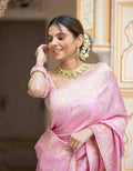 Soft Banarasi Silk Saree With Bewitching Blouse Piece LIGHT PINK