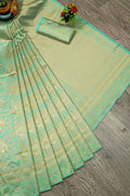 Traditional Kanjivaram Woven Silk Saree With Blouse Piece PERROT