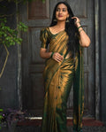 Traditional Kanjivaram Woven Silk Saree With Blouse Piece GREEN