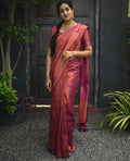 Traditional Kanjivaram Woven Silk Saree With Blouse Piece PINK