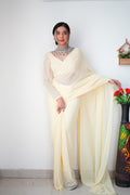 1-Min Georgette Ready To Wear Saree  white With Blouse Piece