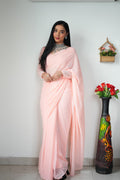 1-Min Georgette Ready To Wear pech Saree With Blouse Piece