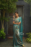 Traditional Kanjivaram Woven Silk Saree With Blouse Piece Sea Green