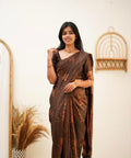 Wedding Wear Kanjivaram Woven Brown  Silk Saree With Blouse Piece