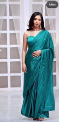 1-Min Satin Ready To Wear Saree With Blouse Piece - RAMA