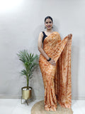 Party Wear 1-Min Georgette Ready To Wear Saree With Blouse Piece-orange