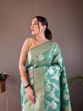 Pretty Pist  Color  Banarasi Silk Zari Weaving   Saree With Blouse Piece