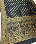 Black  Golden Zari Woven Kanjivaram Soft Silk Saree