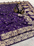 Pure Soft Banarasi Silk Saree Purple