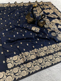 Pure Soft Banarasi Silk Saree  Navy BLUE