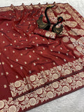 Pure Soft Banarasi Silk Saree Marron