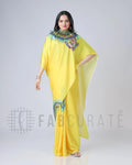 New Fancy Soft Crepe Silk Yellow Saree.