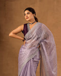 Embroidered, Dyed Bollywood Tissue Saree purple