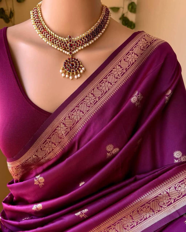 MAGENTA SMALL BORDER ART SILK SAREE