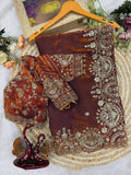 Myra Space Silk Saree - BROWN