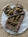 Luxury Khadi Moss Silk Designer Saree -MAHENDI