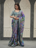 Noor-e-Mirror Chinnon Saree- BLUE
