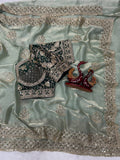 Zarmina Royale Satin Saree-  PISTA