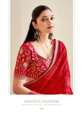 Premium Georgette Bandhani Print Saree with Sequin Embroidery Border & Heavy Designer Blouse - RED