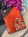 Elegance Premium Rangoli Silk Saree with Floral Zari Embroidery & Designer Blouse - ORANGE