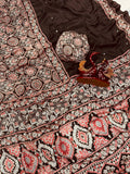 Heritage Ajrakh Glam Saree- BROWN